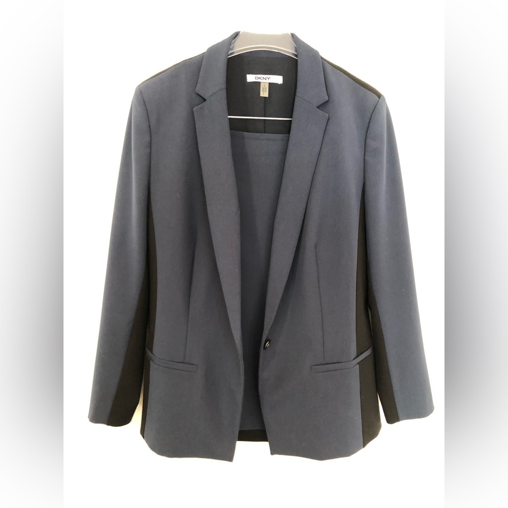 Blazer Skirt Suit Set Navy Blue and Black